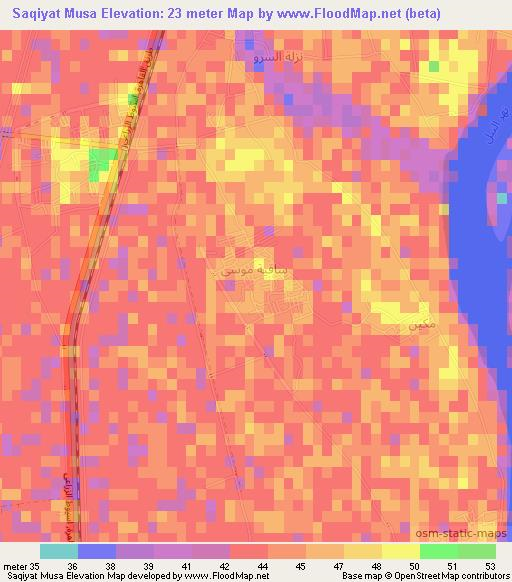 Saqiyat Musa,Egypt Elevation Map