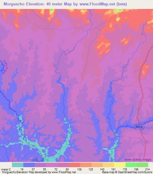 Morguecho,Dominican Republic Elevation Map