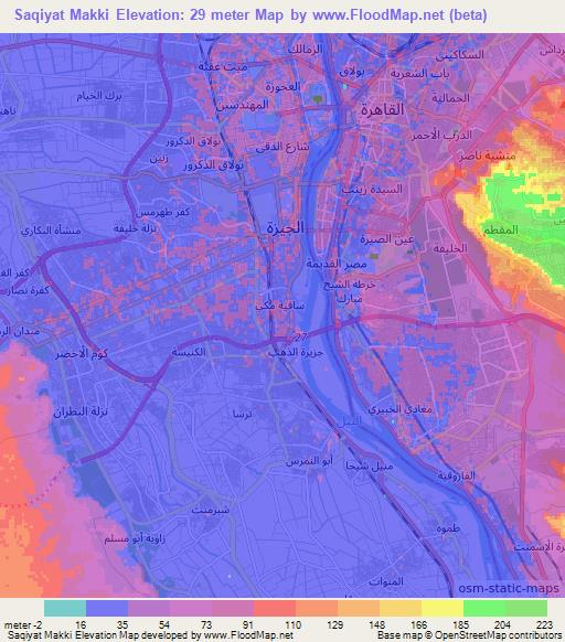 Saqiyat Makki,Egypt Elevation Map