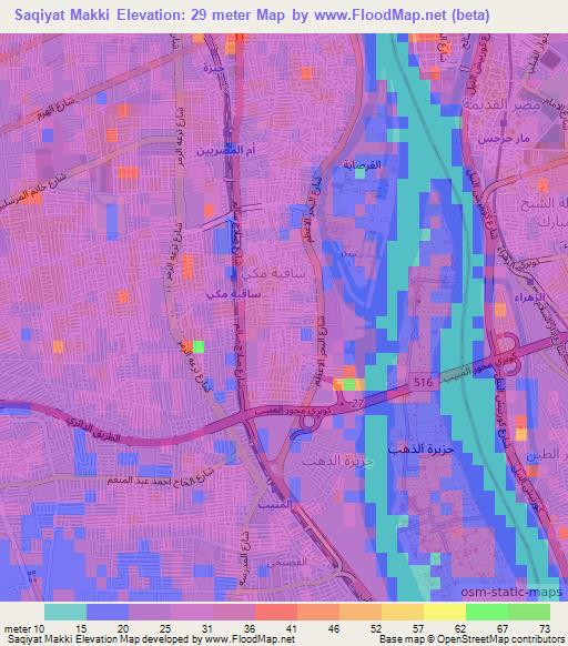 Saqiyat Makki,Egypt Elevation Map