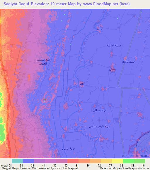 Saqiyat Daquf,Egypt Elevation Map