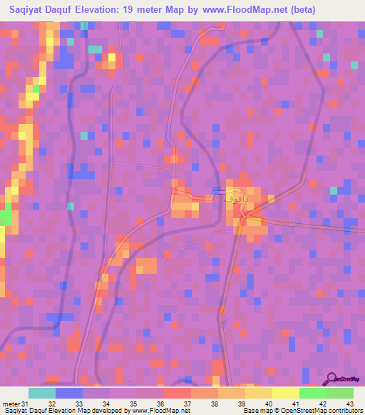 Saqiyat Daquf,Egypt Elevation Map