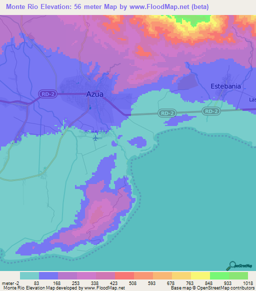 Monte Rio,Dominican Republic Elevation Map
