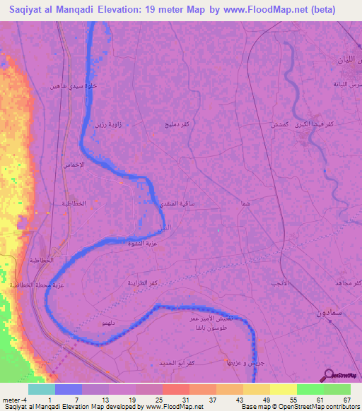 Saqiyat al Manqadi,Egypt Elevation Map