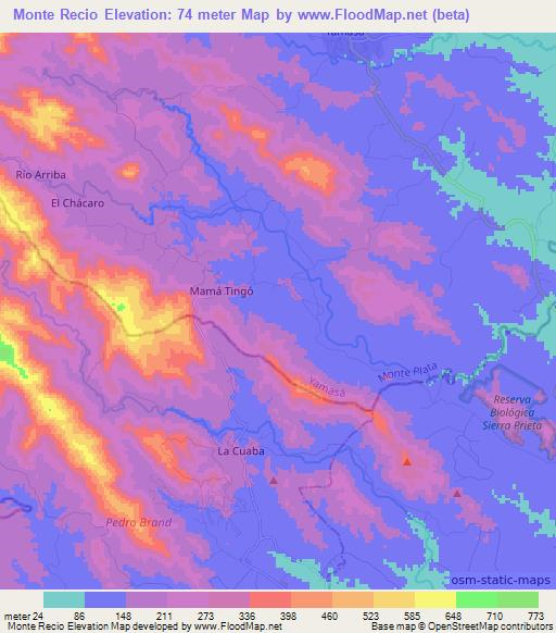 Monte Recio,Dominican Republic Elevation Map