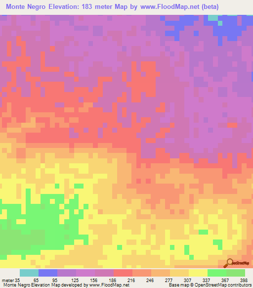 Monte Negro,Dominican Republic Elevation Map