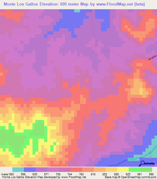 Monte Los Gallos,Dominican Republic Elevation Map