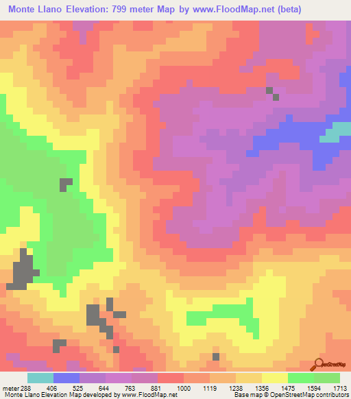 Monte Llano,Dominican Republic Elevation Map