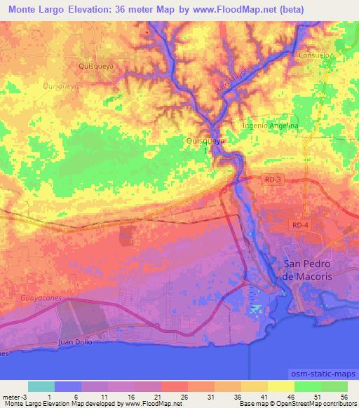 Monte Largo,Dominican Republic Elevation Map