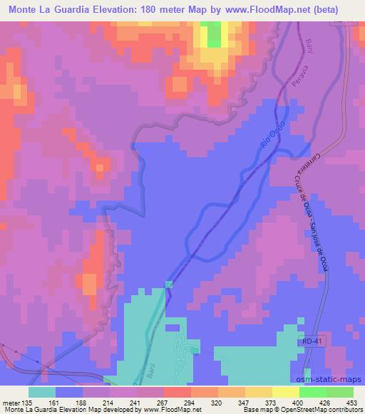 Monte La Guardia,Dominican Republic Elevation Map