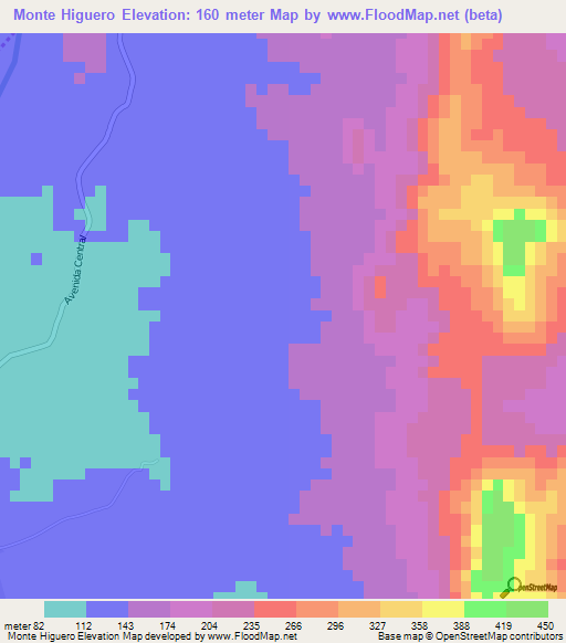 Monte Higuero,Dominican Republic Elevation Map