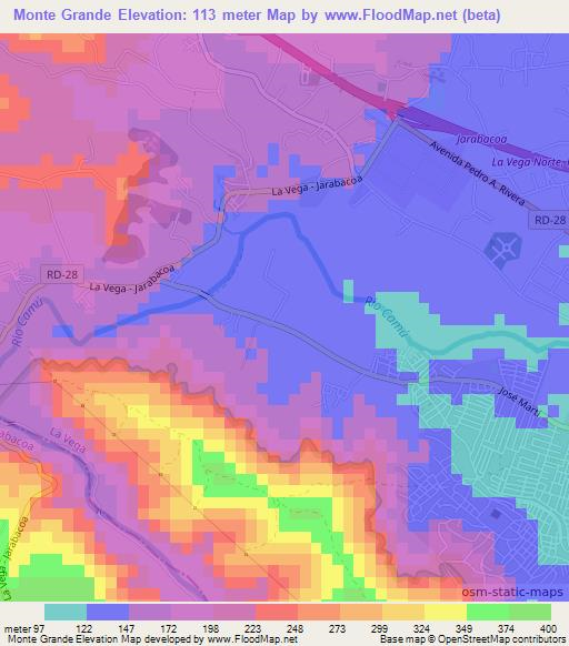 Monte Grande,Dominican Republic Elevation Map