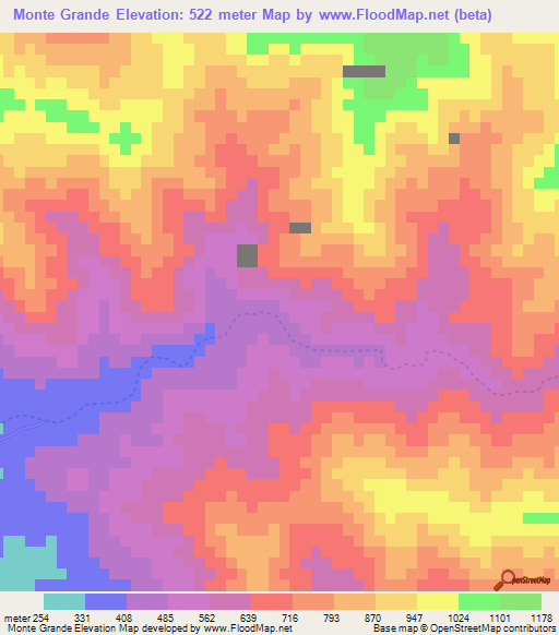 Monte Grande,Dominican Republic Elevation Map