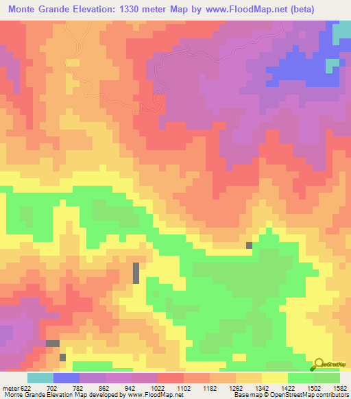 Monte Grande,Dominican Republic Elevation Map