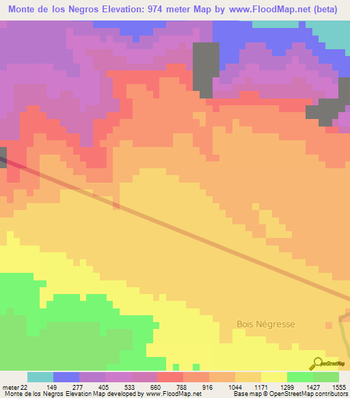 Monte de los Negros,Dominican Republic Elevation Map