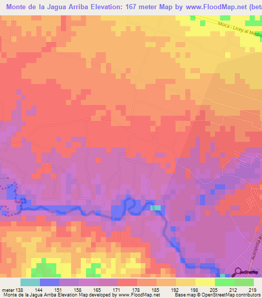 Monte de la Jagua Arriba,Dominican Republic Elevation Map