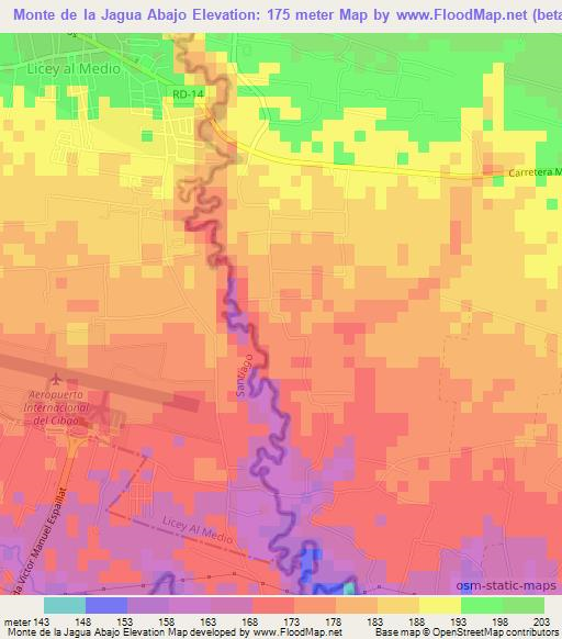 Monte de la Jagua Abajo,Dominican Republic Elevation Map