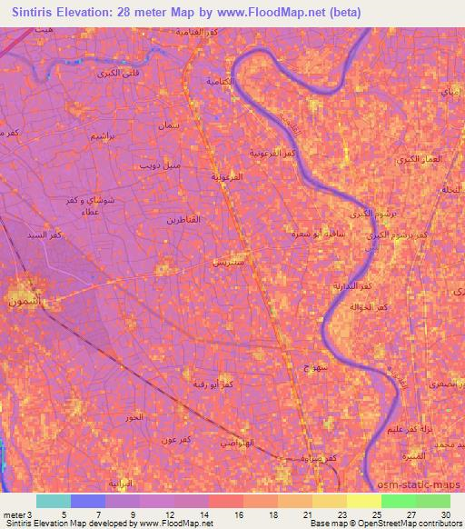 Sintiris,Egypt Elevation Map