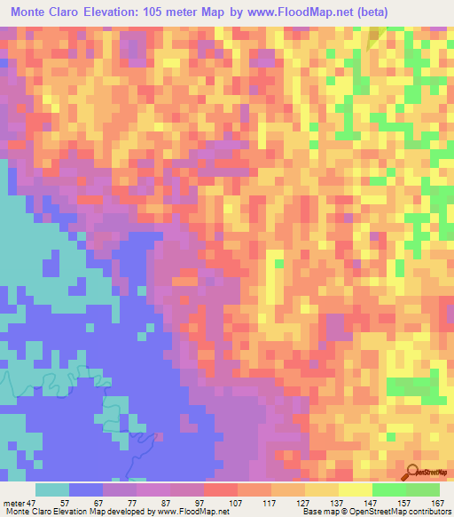 Monte Claro,Dominican Republic Elevation Map