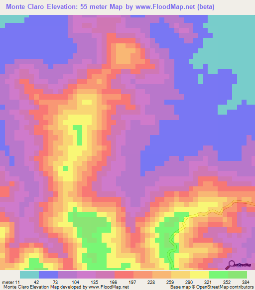 Monte Claro,Dominican Republic Elevation Map