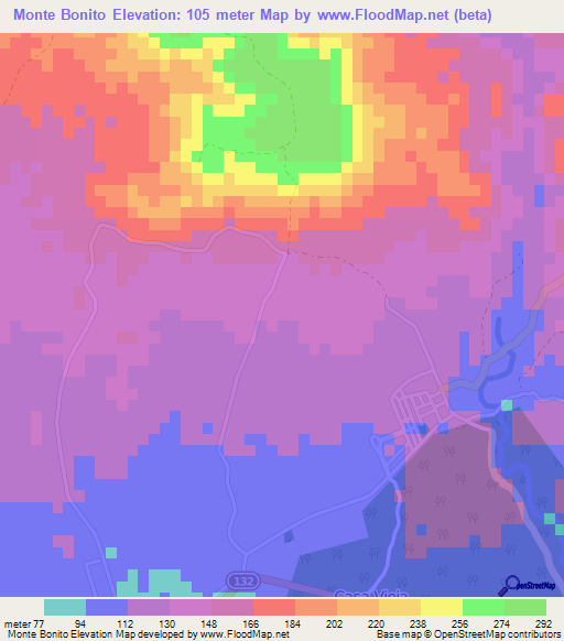 Monte Bonito,Dominican Republic Elevation Map