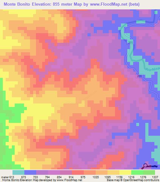 Monte Bonito,Dominican Republic Elevation Map