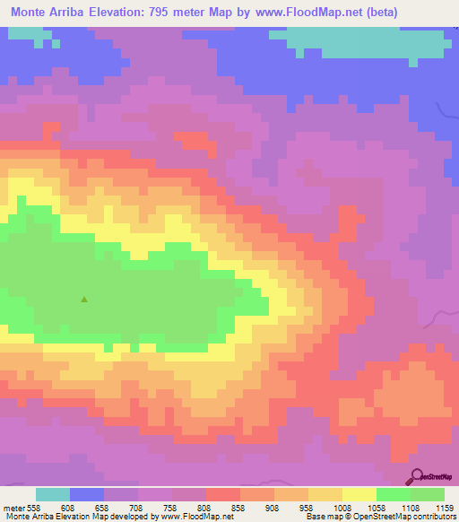 Monte Arriba,Dominican Republic Elevation Map