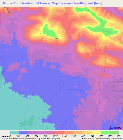 Monte Ara,Dominican Republic Elevation Map