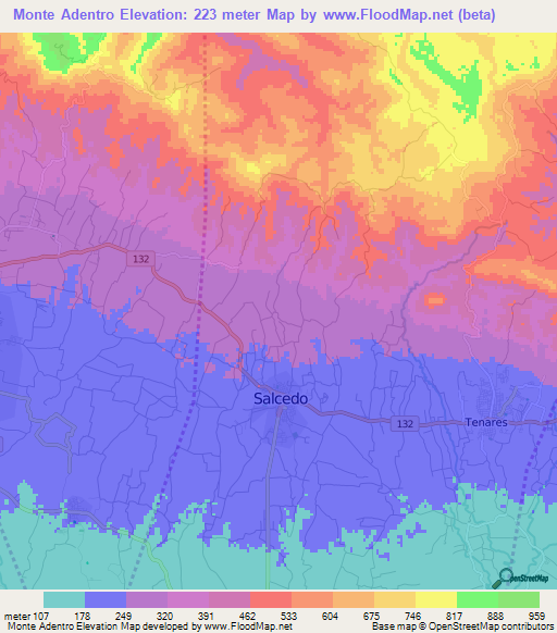 Monte Adentro,Dominican Republic Elevation Map