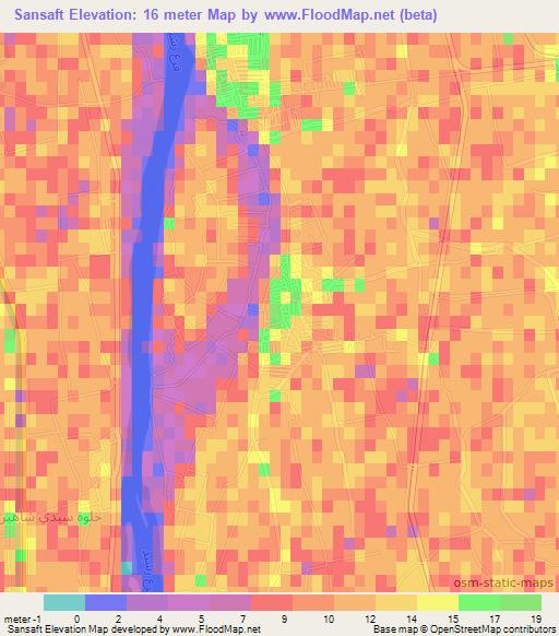 Sansaft,Egypt Elevation Map