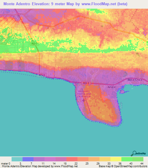 Monte Adentro,Dominican Republic Elevation Map