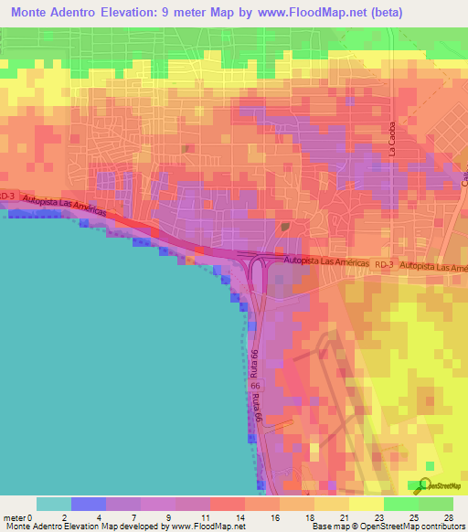 Monte Adentro,Dominican Republic Elevation Map