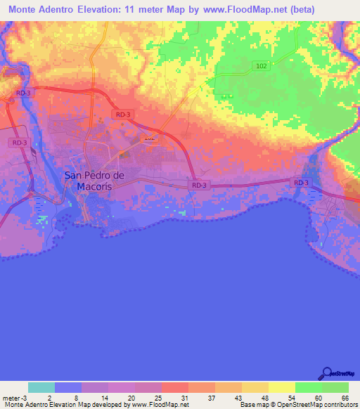 Monte Adentro,Dominican Republic Elevation Map