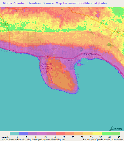 Monte Adentro,Dominican Republic Elevation Map