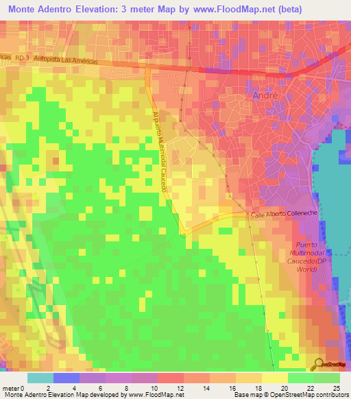 Monte Adentro,Dominican Republic Elevation Map