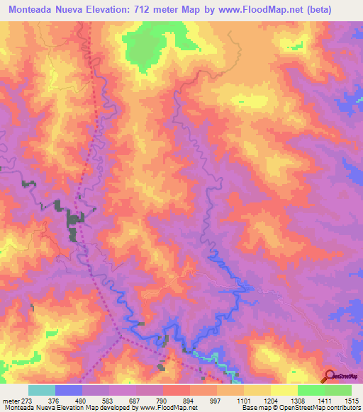 Monteada Nueva,Dominican Republic Elevation Map