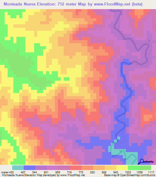 Monteada Nueva,Dominican Republic Elevation Map