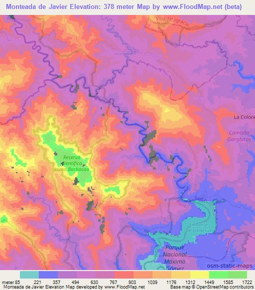 Monteada de Javier,Dominican Republic Elevation Map