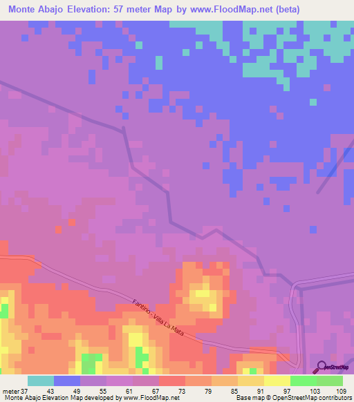 Monte Abajo,Dominican Republic Elevation Map