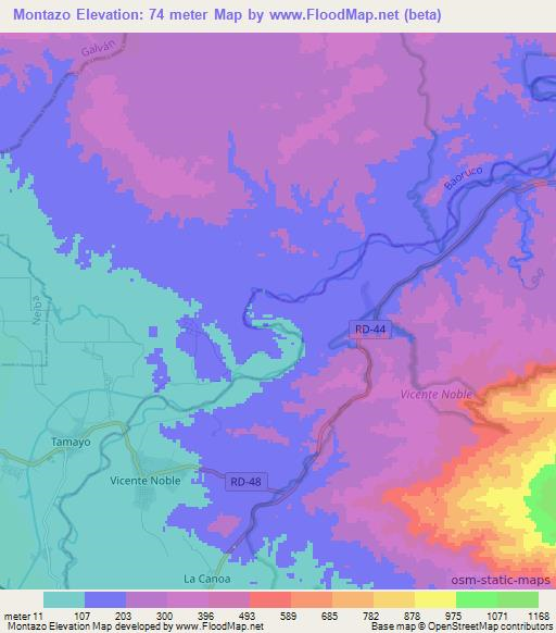 Montazo,Dominican Republic Elevation Map