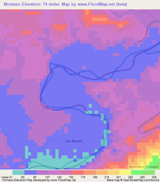 Montazo,Dominican Republic Elevation Map