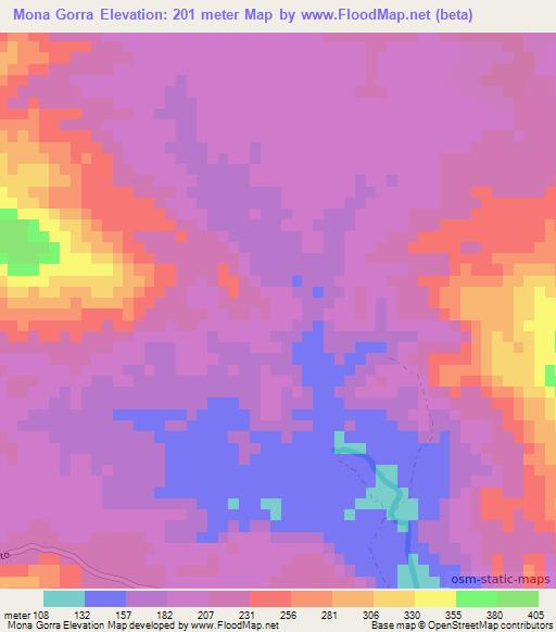 Mona Gorra,Dominican Republic Elevation Map