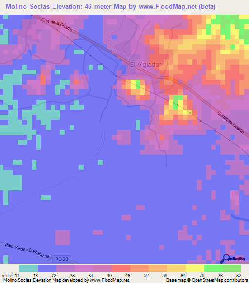 Molino Socias,Dominican Republic Elevation Map