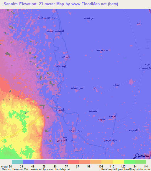 Sannim,Egypt Elevation Map