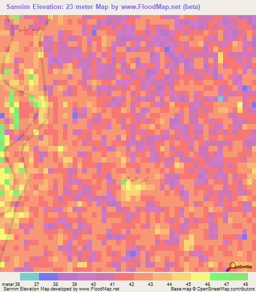 Sannim,Egypt Elevation Map