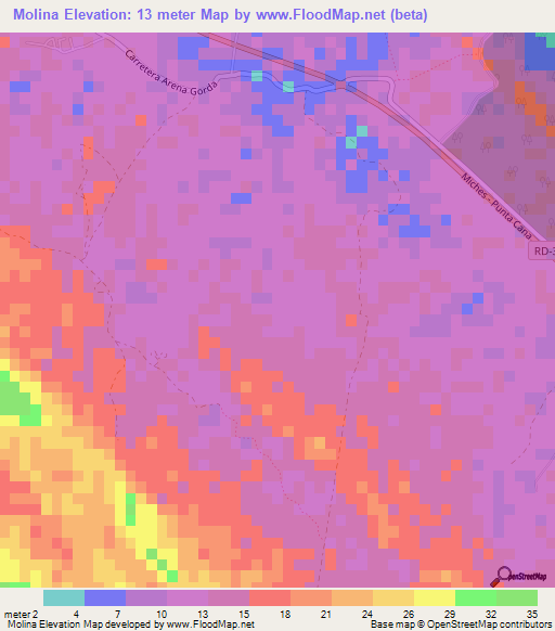 Molina,Dominican Republic Elevation Map