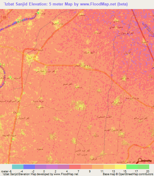 `Izbat Sanjid,Egypt Elevation Map