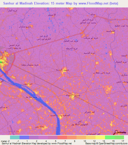 Sanhur al Madinah,Egypt Elevation Map