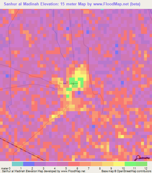 Sanhur al Madinah,Egypt Elevation Map