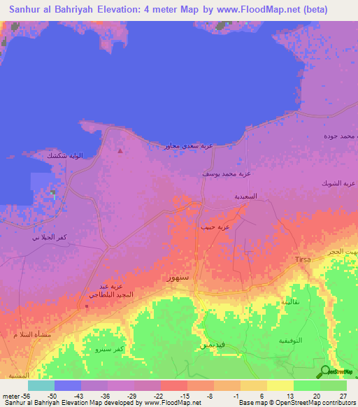 Sanhur al Bahriyah,Egypt Elevation Map